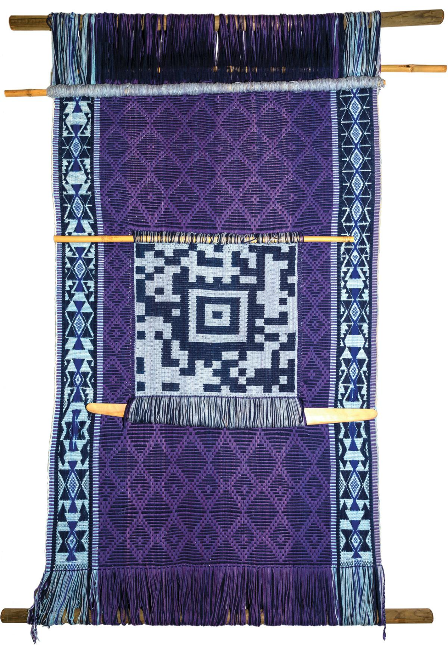 Woven tapestry with QR code