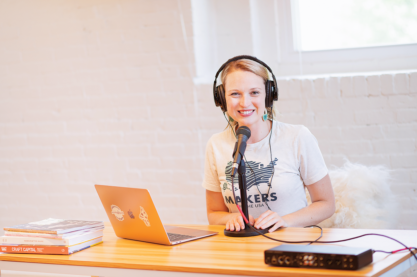 Kristan Vermeulen recording a podcast