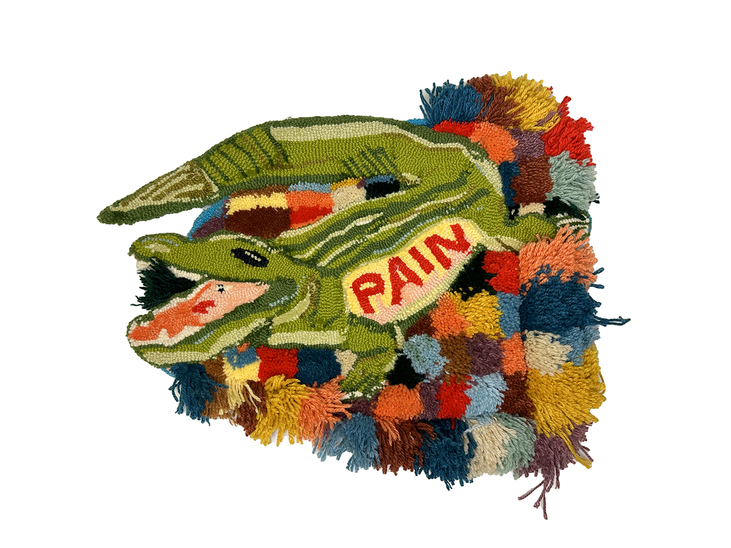 Tufted alligator wall hanging