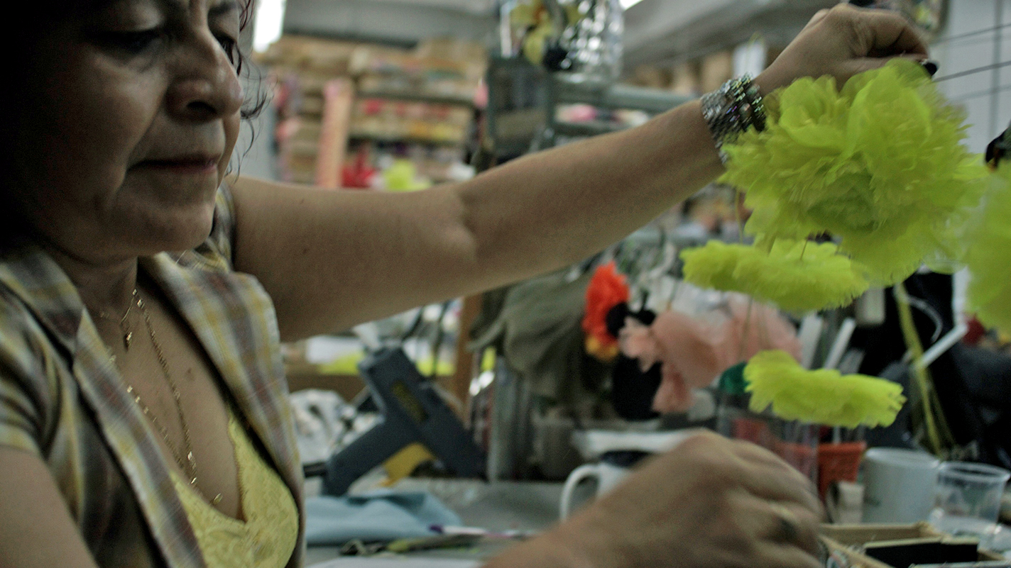 Handcrafted flowers being made