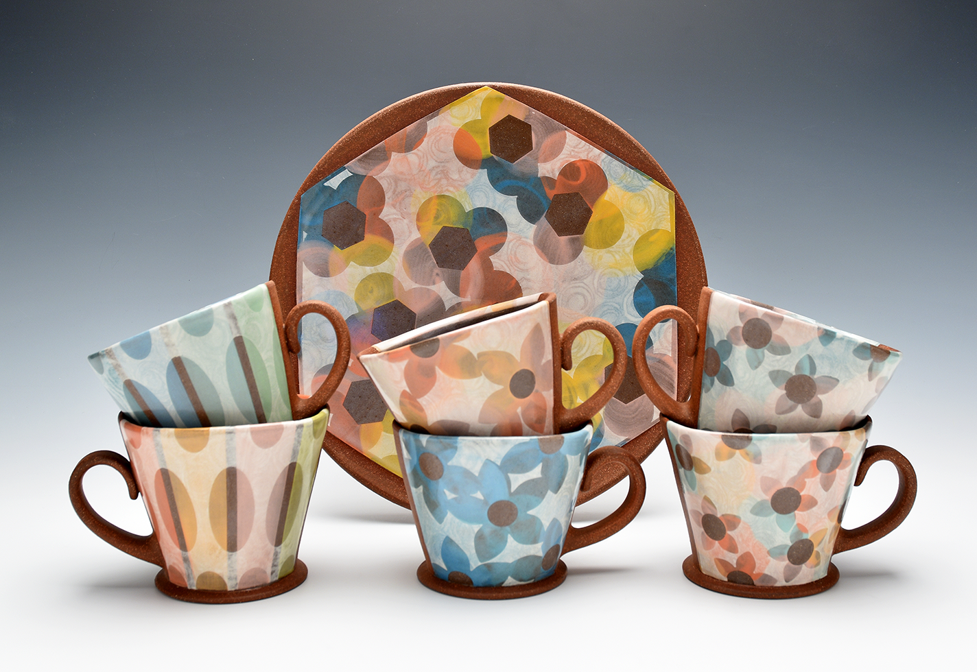 Patterned ceramic cups and plates